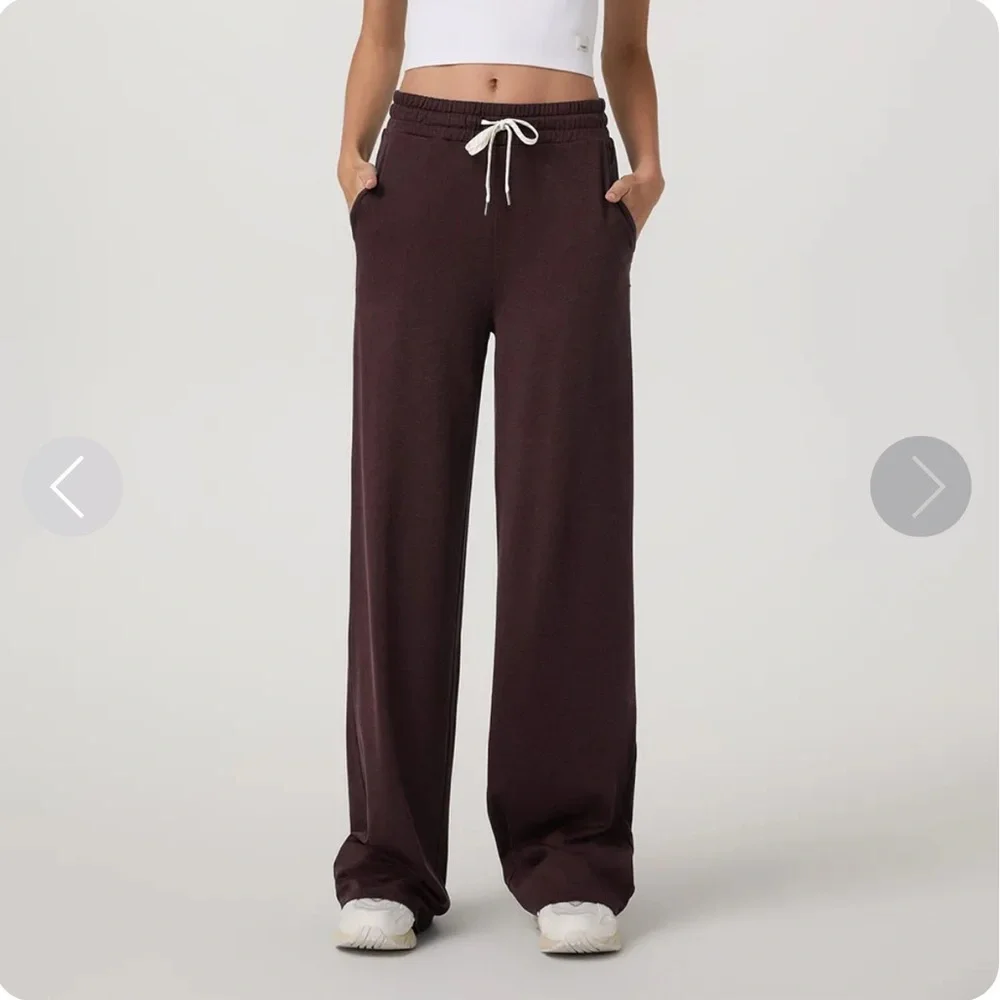 Vuori Halo Essential Wideleg Pant in Raisin Heather Brown Size Medium? - Picture 12 of 12